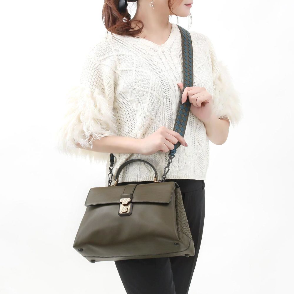 Bottega Veneta Mustard Handbag Piazza Green